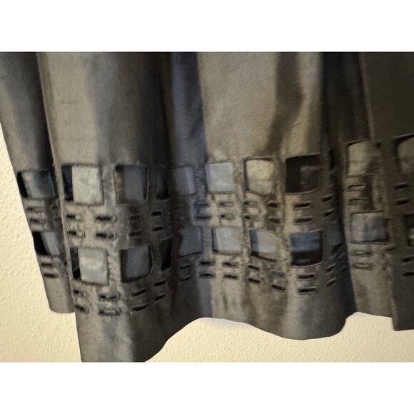 Talbots Skirt 14P Black A Line Cut Out Silk Duponi Flat Pleat NEW $128 - Picture 11 of 12